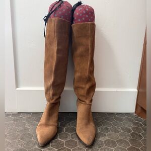 Brown Suede Knee-High Boots
